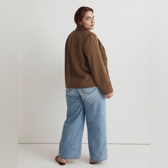 NWT Madewell The Plus Dorset Crop Blazer in Easygoing Crepe Light Roast Size 1X - Picture 2 of 11